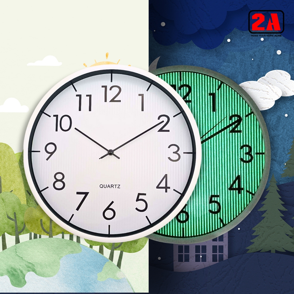 2A Wall Clock Luminous Glow in the Dark Minimalist Design 8