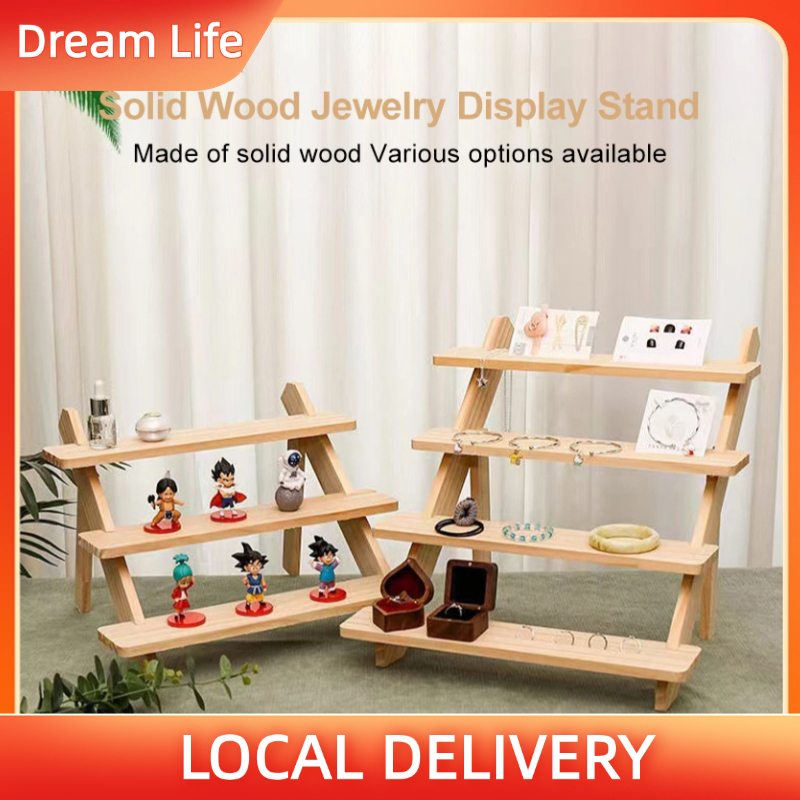 Multi-Layer Wood Ladder Display Jewelry Storage Rack Indoor And Outdoor ...