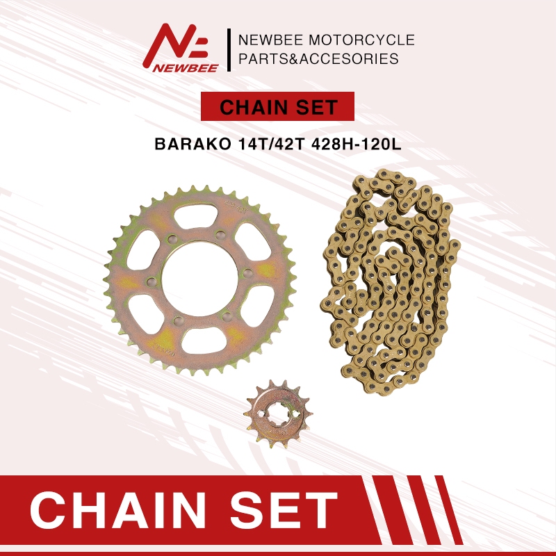 [NEWBEE] MOTORCYCLE CHAIN AND SPROCKET SET FOR RS100/WIND/STX125/CT100 ...