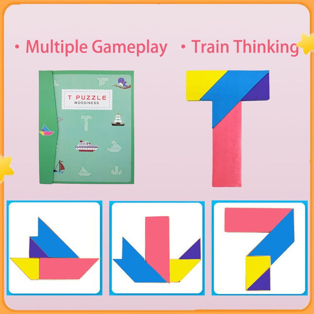 Kids Magnetic 3D T-Puzzle Geometric Shape Jigsaw Montessori IQ Teaser ...