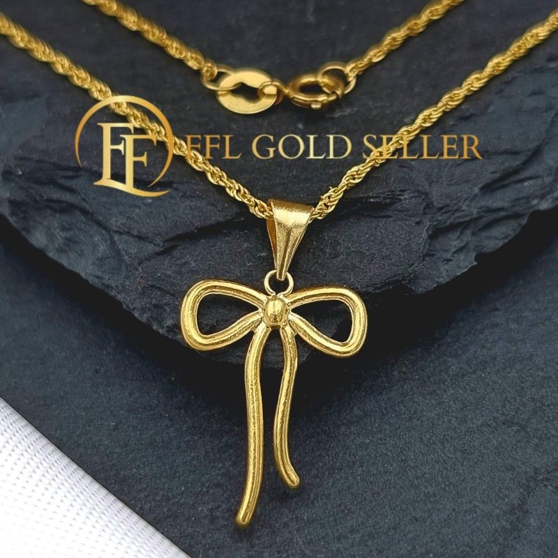 FFL Ribbon Pendant 18k Gold Lightweight | Shopee Philippines