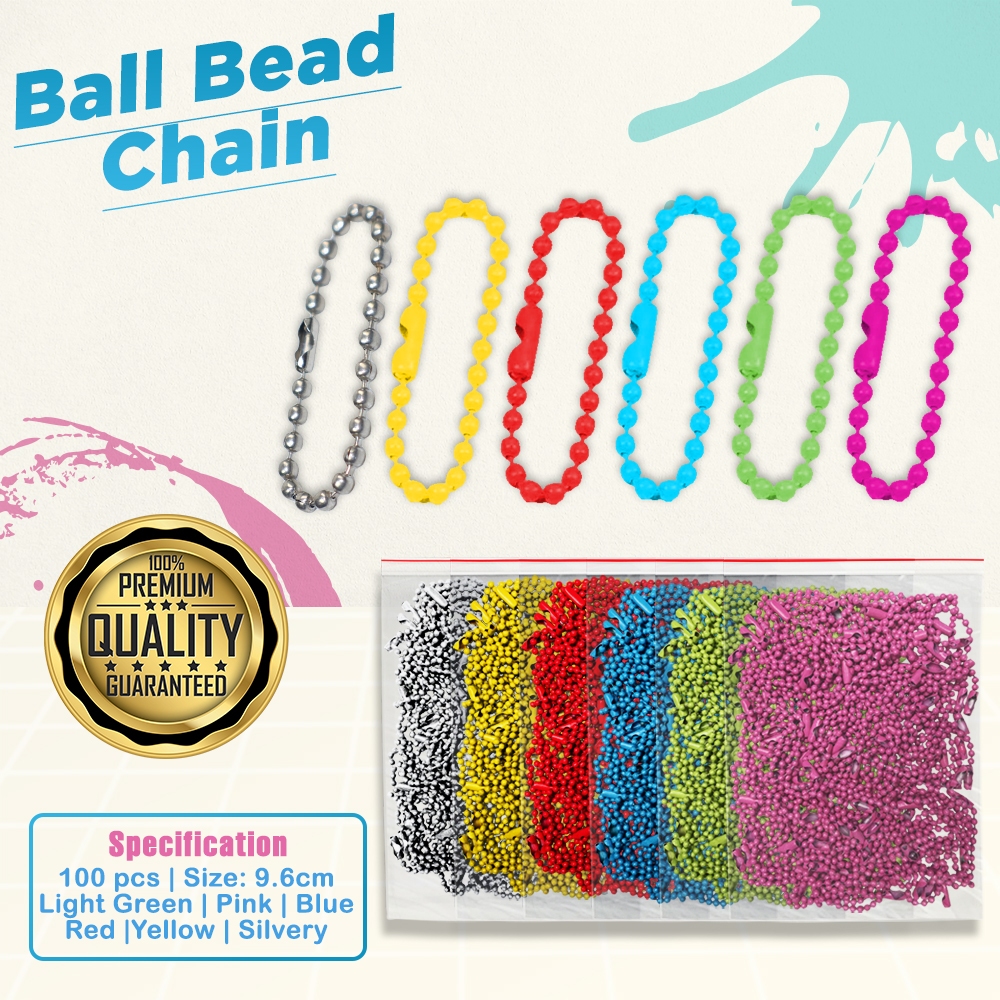 100pcs Ball Beads Chain | Metal Hanging Chains | Colored Ball Bead ...