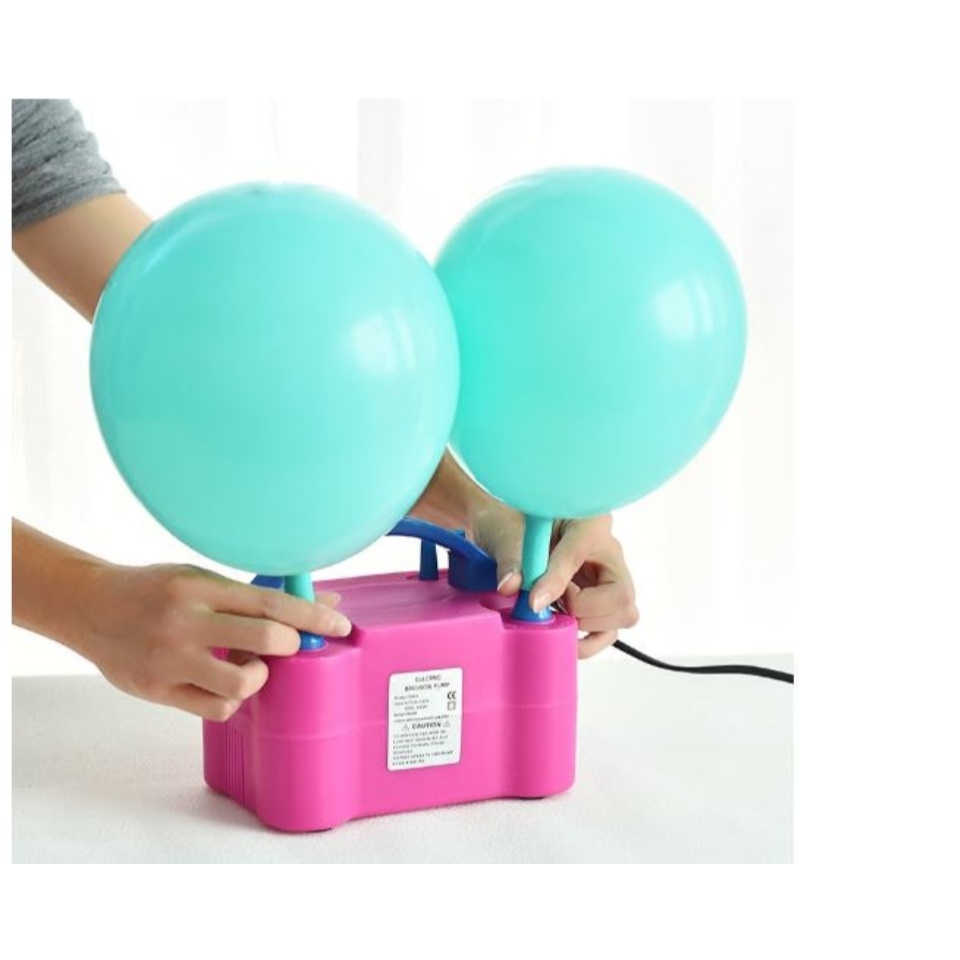 (PINK)High Voltage Double Hole Air Compressor Electric Balloon Inflator ...