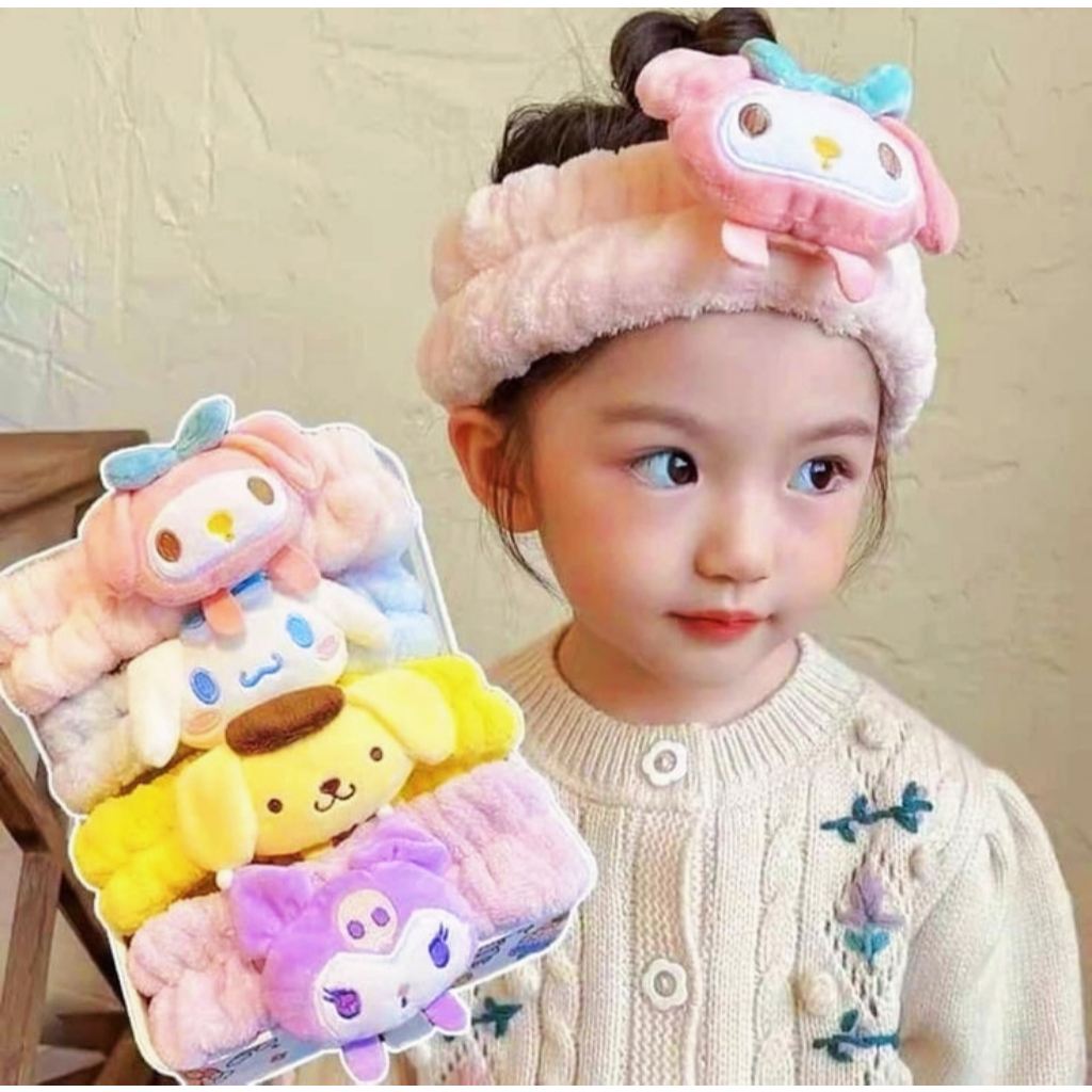 Cute cartoon cinnamon dog Kuromi face wash headband female autumn ...