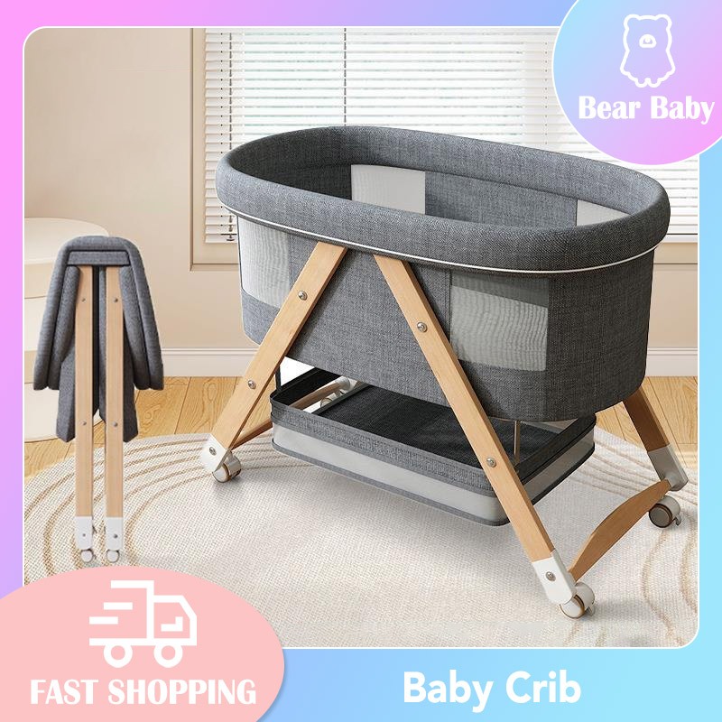 Bearbaby Baby Crib for Newborns Equipped with Mosquito Nets Foldable ...