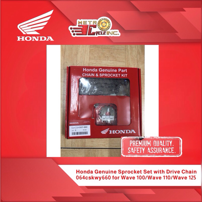 Honda Genuine Sprocket Set with Drive Chain 064cskwy660 for Wave 100 ...