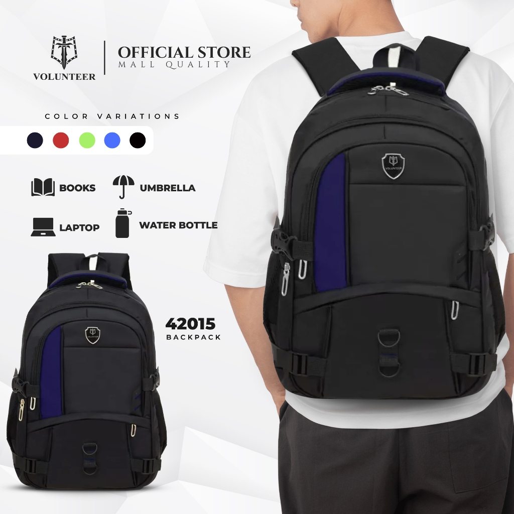 VOLUNTEER School Bag Simple Style College Backpack Large Capacity Bags Waterproof High Quality 42015 Shopee Philippines