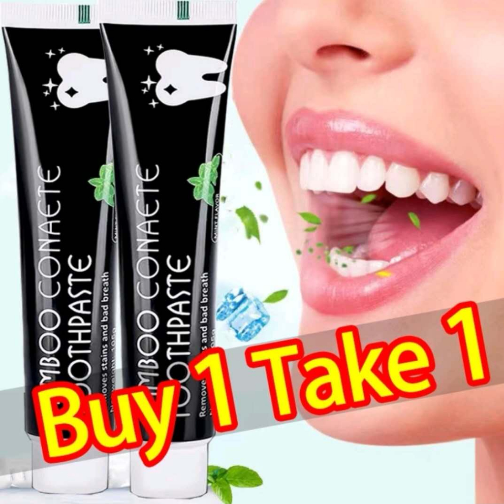 105g Buy 1 Take 1 Bamboo Black Charcoal Teeth Whitening Black ...