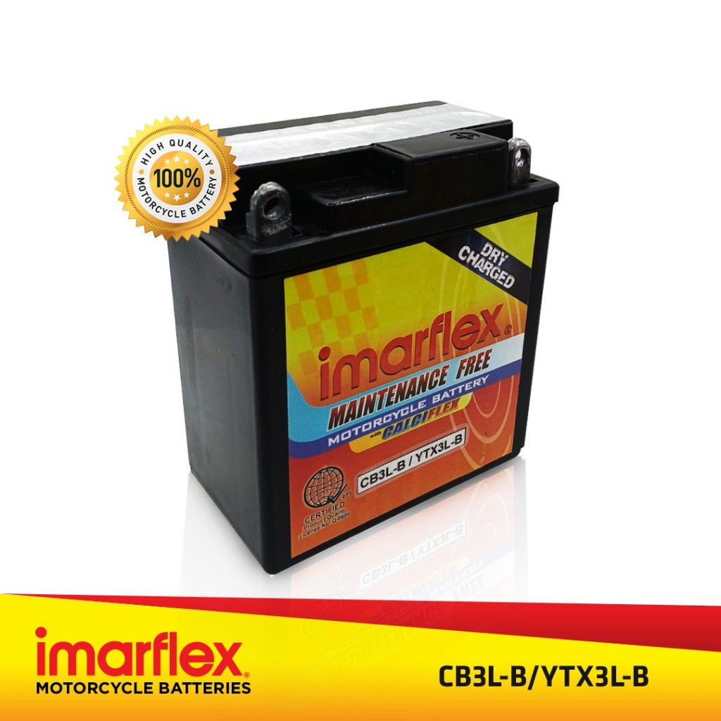 Imarflex Battery: CB3L-B MF ( Dry Charged) for Barako 2 (Kick Start ...
