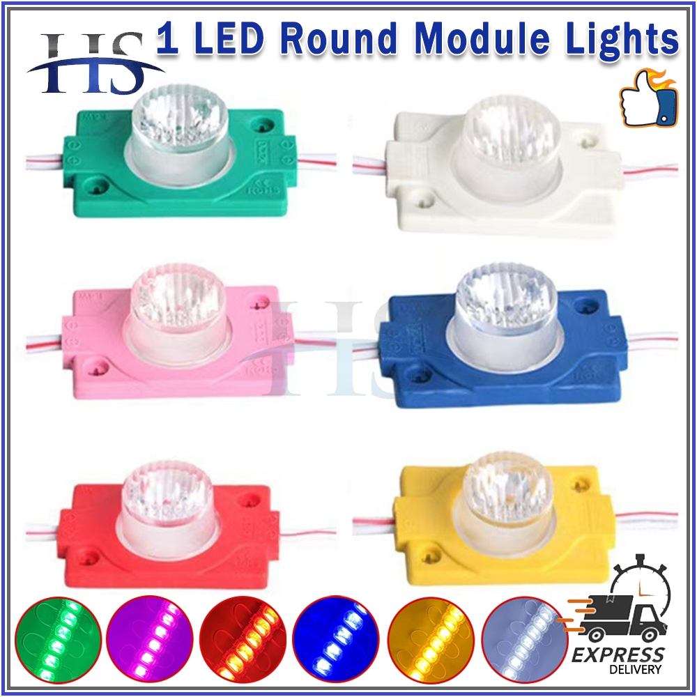 HS 1PCS Motorcycle/Car New 1 LED Round Module Lights 12V DC Waterproof ...