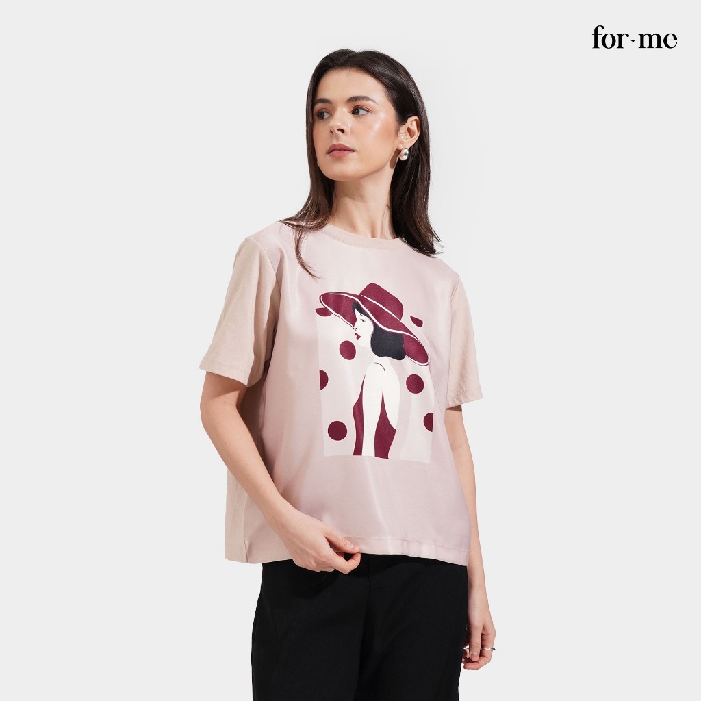 ForMe Woman Graphic Tee T-Shirt For Women (Taupe) | Shopee Philippines