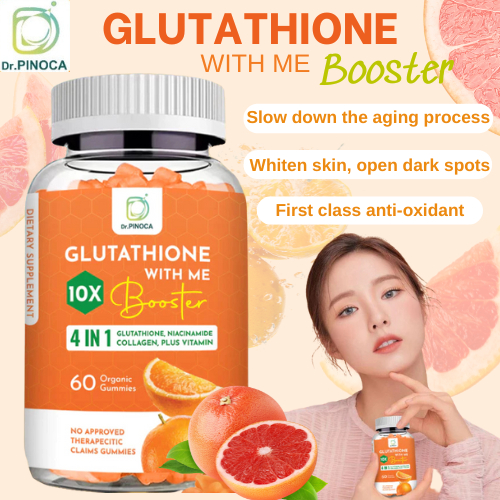 Dr.Pinoca Glutathione 10X Booster Gummies with Niacinamide Collagen and ...