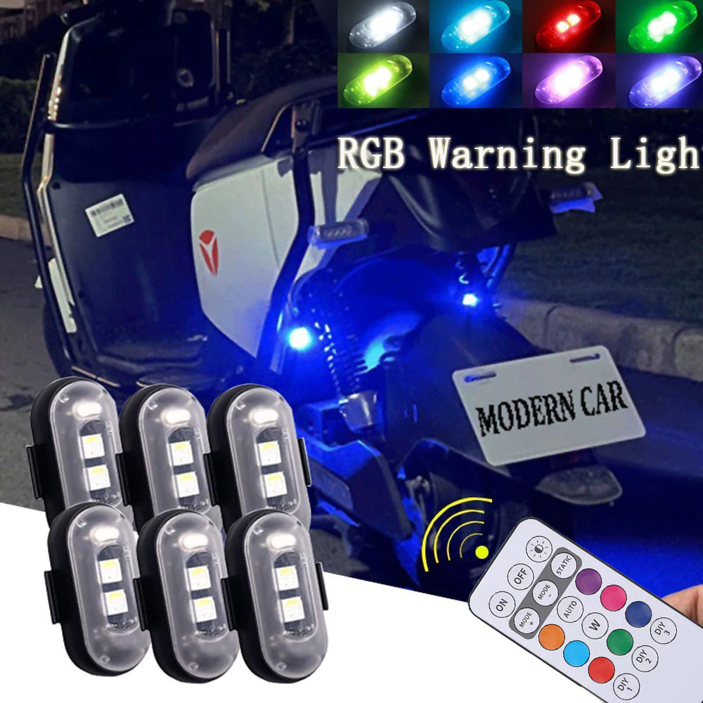 2pc Wireless USB Rechargeable Remote Control LED flash motorcycle ...