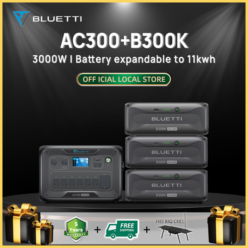 BLUETTI AC300/B300K Solar Portable Power Station 3000W LiFePo4 Battery ...