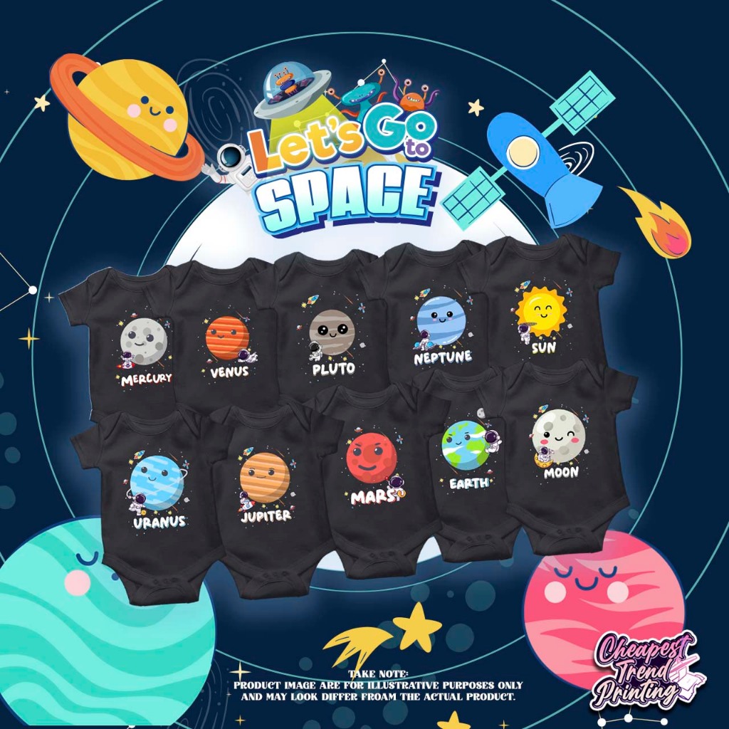 Lets Go Space (Planet Theme Monthly Milestone Baby Onesie) | Shopee ...