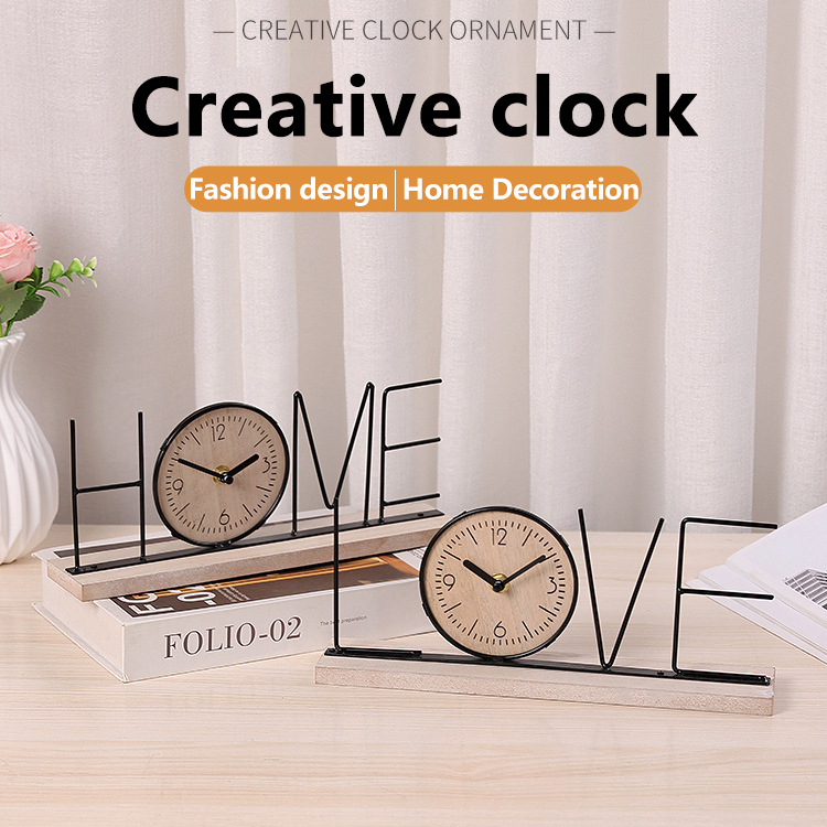 Wooden Clock Home Decor Creative Table Clock Nordic style fashion art ...
