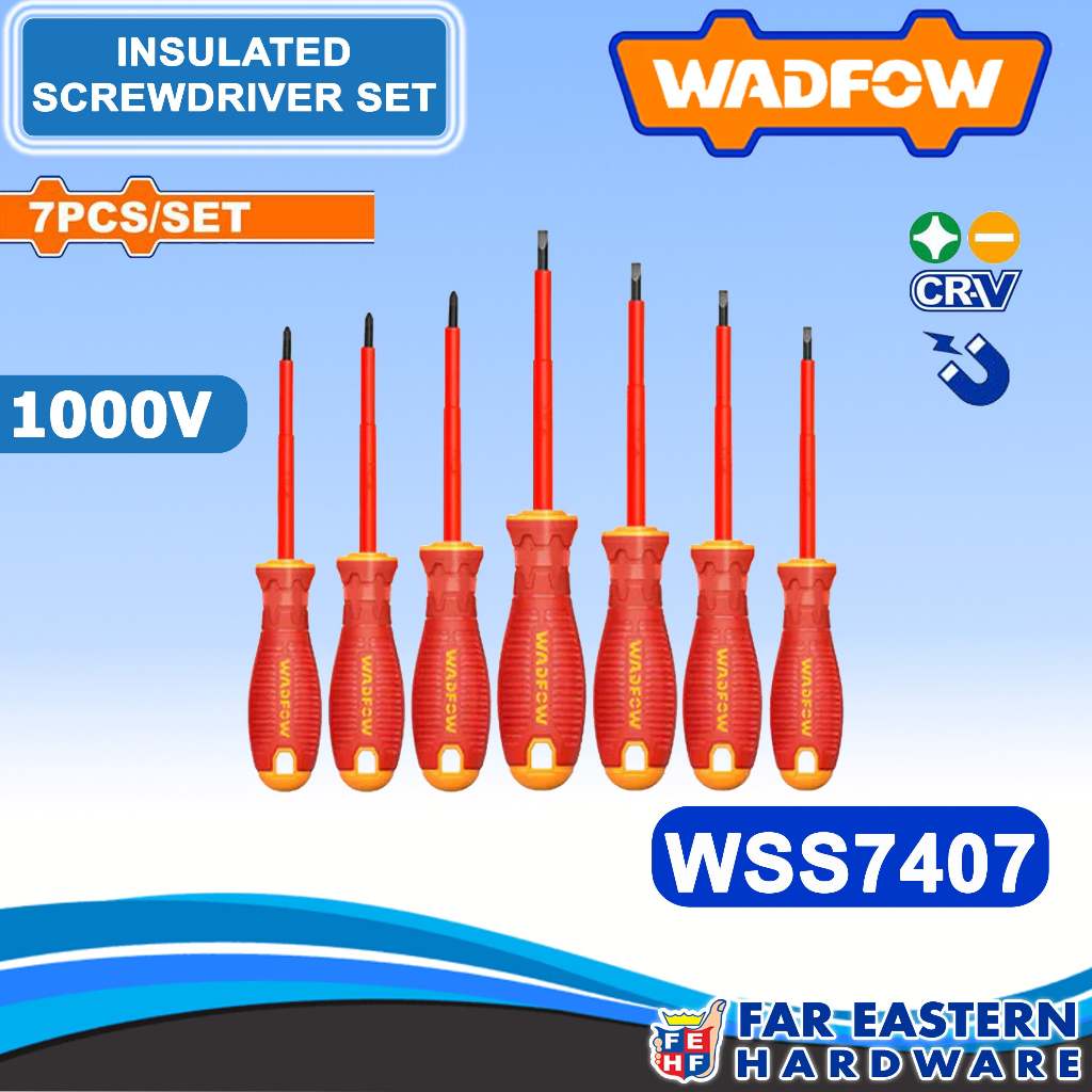 WADFOW Insulated Screwdriver Set Flat | Phillips 7pcs WSS7407 WFHT ...