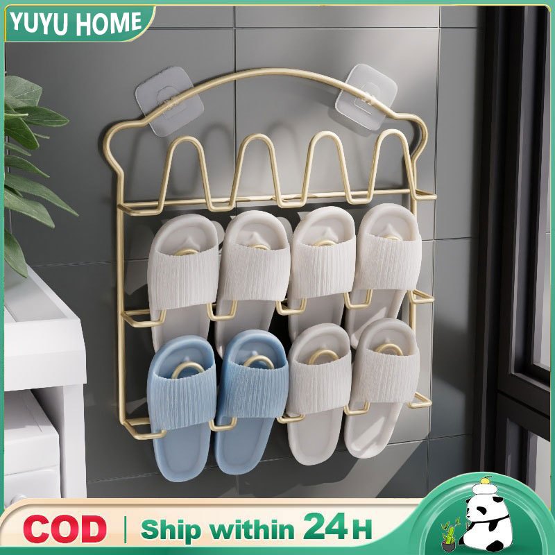 Mental Hanging Shoe Rack Organizer Wall Mounted Slippers Hanging Rack ...