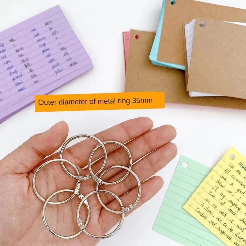 100Pcs Binder Memo Book Kraft Paper Binder Ring Flip Cards With Cover ...