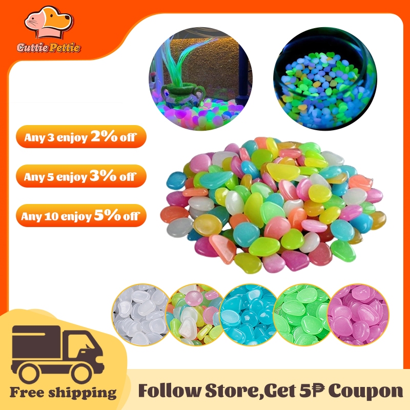 50pcs/100pcs Aquarium Luminous Stone Colorful Glow in The Dark Fish ...