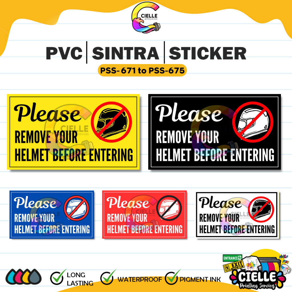 PVC │ SINTRA │ STICKER SIGNAGES (PSS-671 to PSS-675) - REMOVE YOUR ...