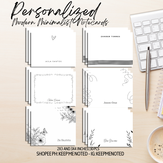 Personalized Modern Minimalist Notecards Note Card Gift Cards Simple ...