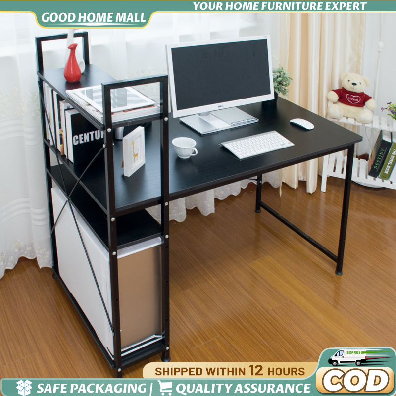 Computer Table 85/90/120cm Study Table with Book Shelf Desktop Table ...