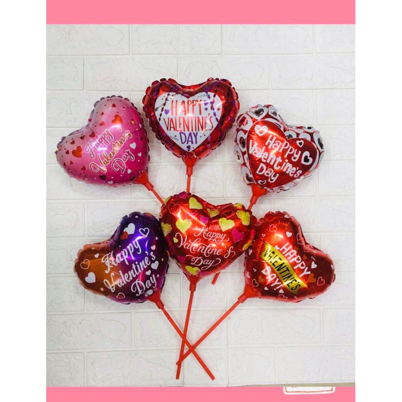 10” Happy Valentine’s day/ I Love You Foil balloons with stick | Shopee ...