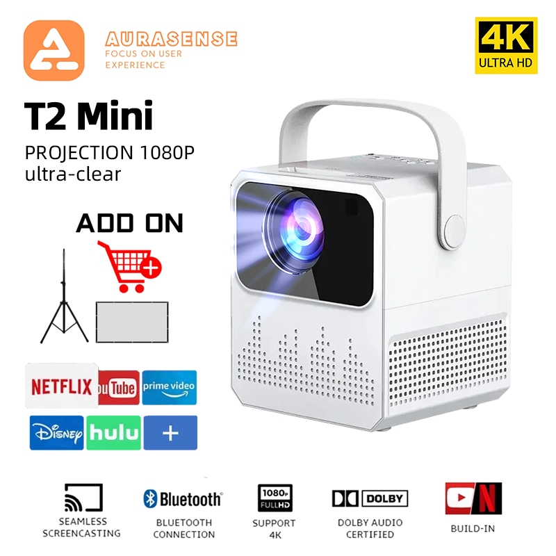 T2 Mini Projector 4K UHD Smart Laser Projector Bluetooth 5.0 WiFi 6 ...