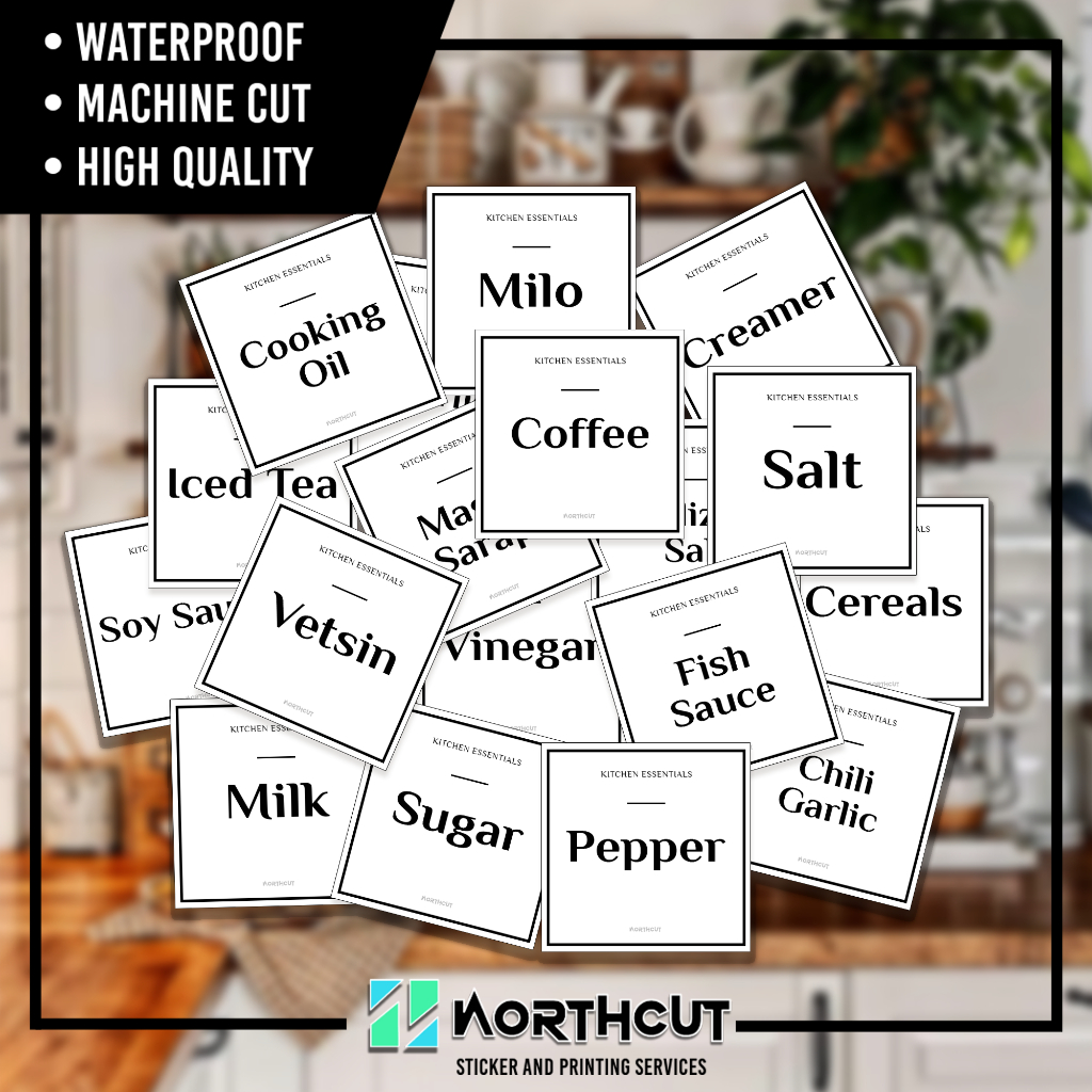 Customized Pantry Label - Waterproof Kitchen Labels Minimalist Sticker ...
