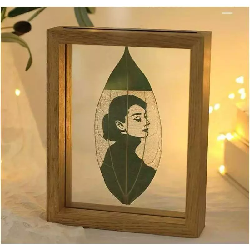 DIY Leaf Carving Photo Custom Gift Anniversary Couple Photo With Frame Send Girlfriend Girl Festival