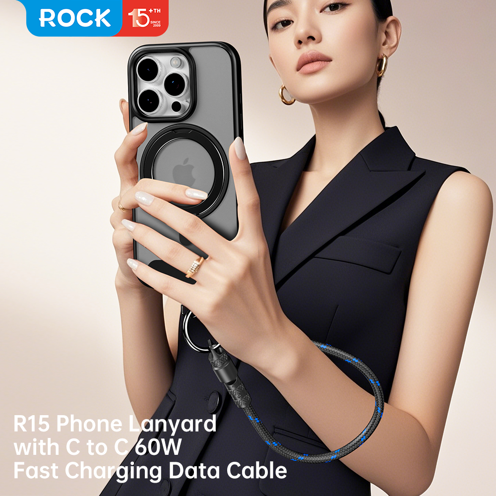 Rock Space R15 Phone Lanyard with Fast Charging Data Cable For iP ...