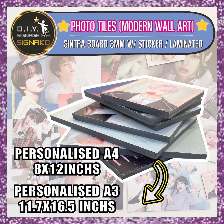 Personalized A4 A3 Sintra Board Photo tile 3mm Modern Wall Art ...
