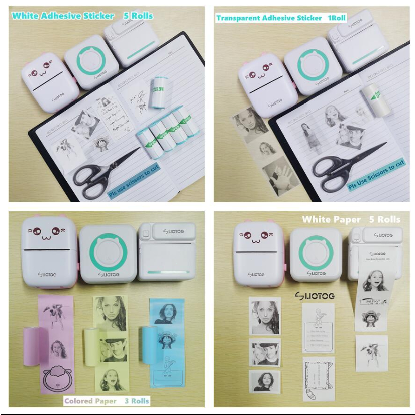Portable Mini Thermal Printer Bluetooth Photo Sticker Receipt Wireless ...
