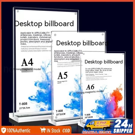 A5 A6 Acrylic Menu Display Stand Double Side Clear Desk Display T-type ...