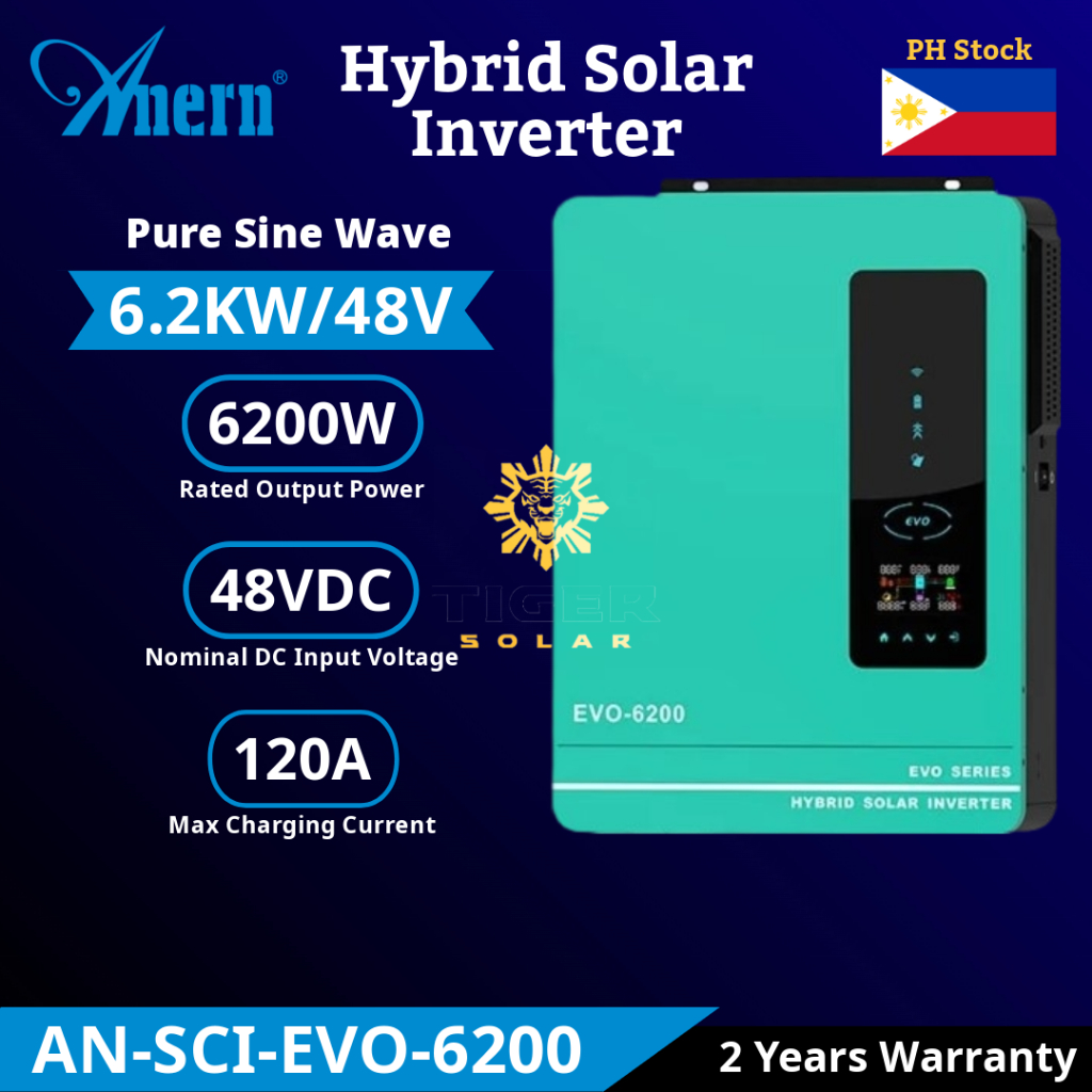 Anern Hybrid Solar Inverter 6KW 48V Hybrid Off Grid Inverter Built in ...