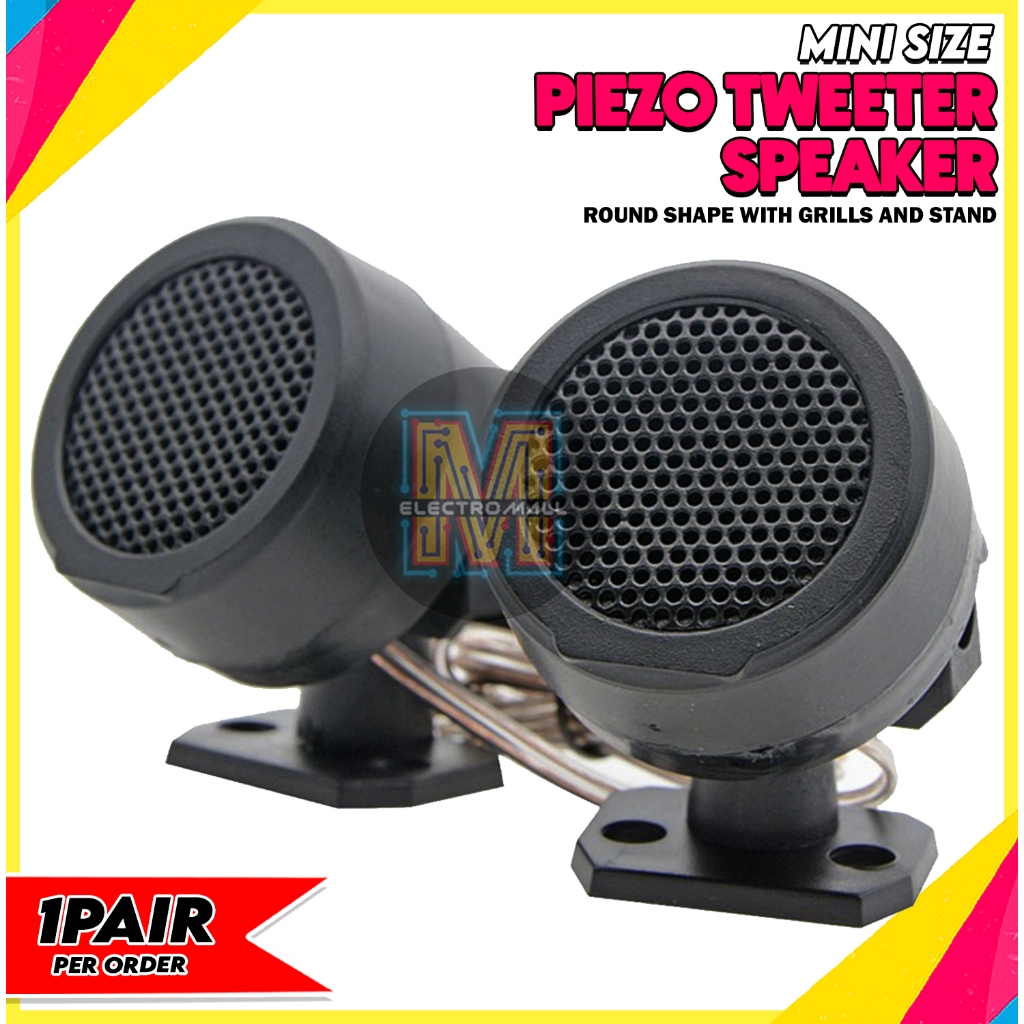 Speaker Tweeter Mini Piezo Tweeter Round With Stand & Grills (PAIR ...