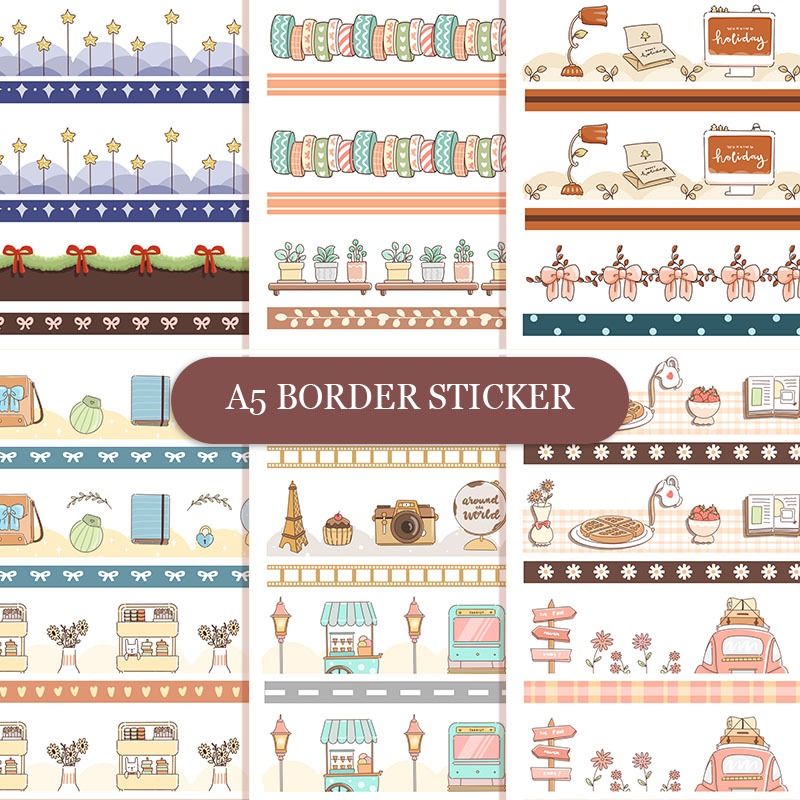 Paperdollzco | A5 Border Stickers | W043 W044 W045 W046 W047 W048 W049 ...