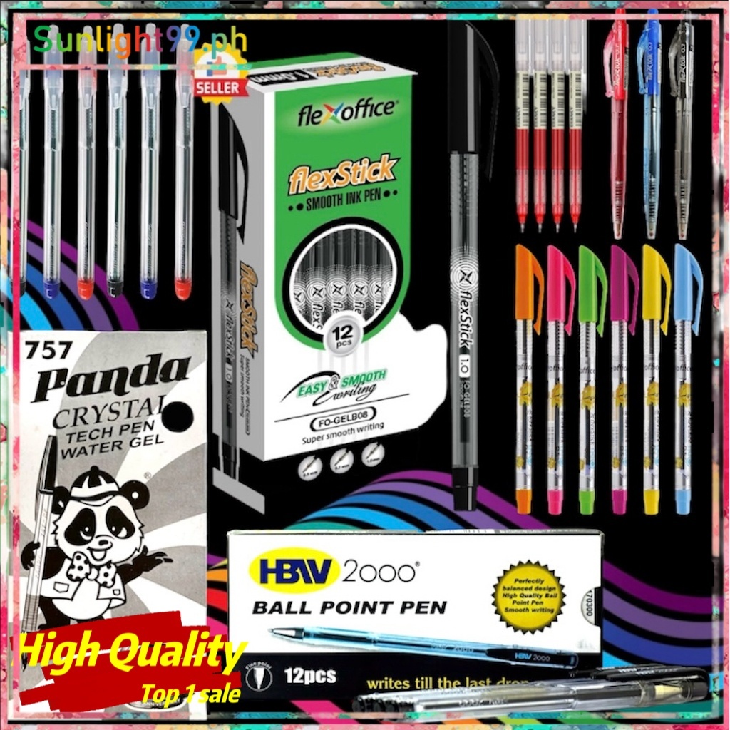 1box/12pcs 0.5 refill ballpen 1 panda set pen straight liquid signature ...