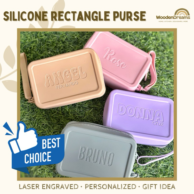 PERSONALIZED Silicone Rectangle Shaped Purse Pouch Coin (Laser ...