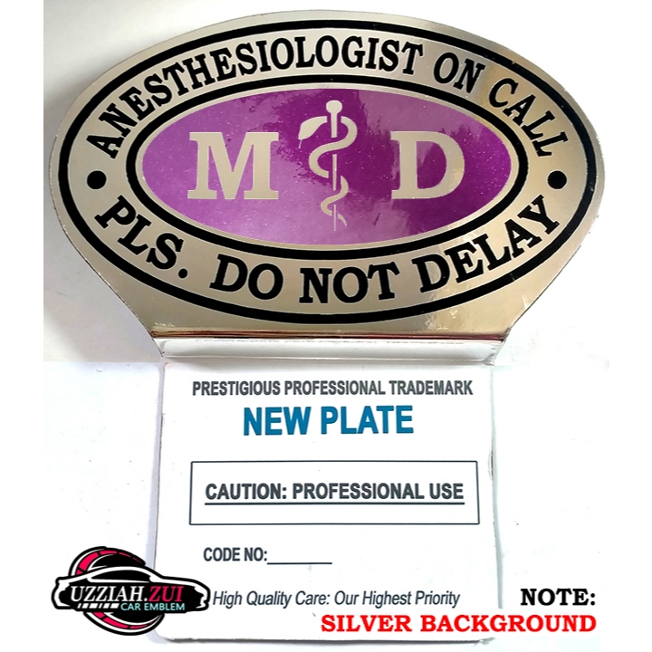 MD ANESTHESIOLOGIST GLITTER VIOLET LOGO CAR EMBLEM SILVER BACKGROUND ...