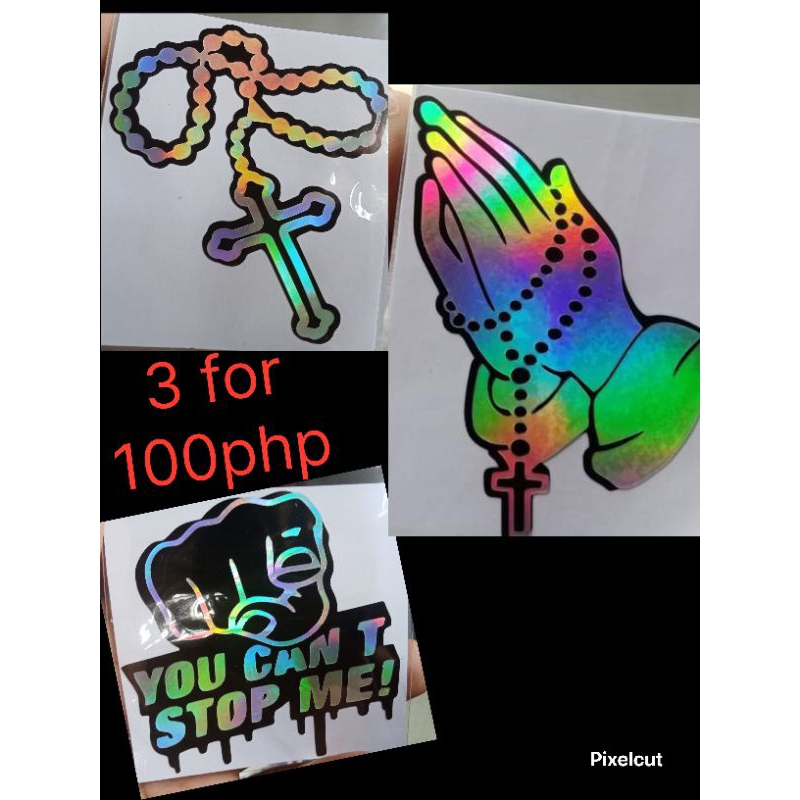 3PCS HOLOGRAPHIC STICKER FOR MOTORCYCLE AND CARS STICKERS DECAL CUT OUT ...