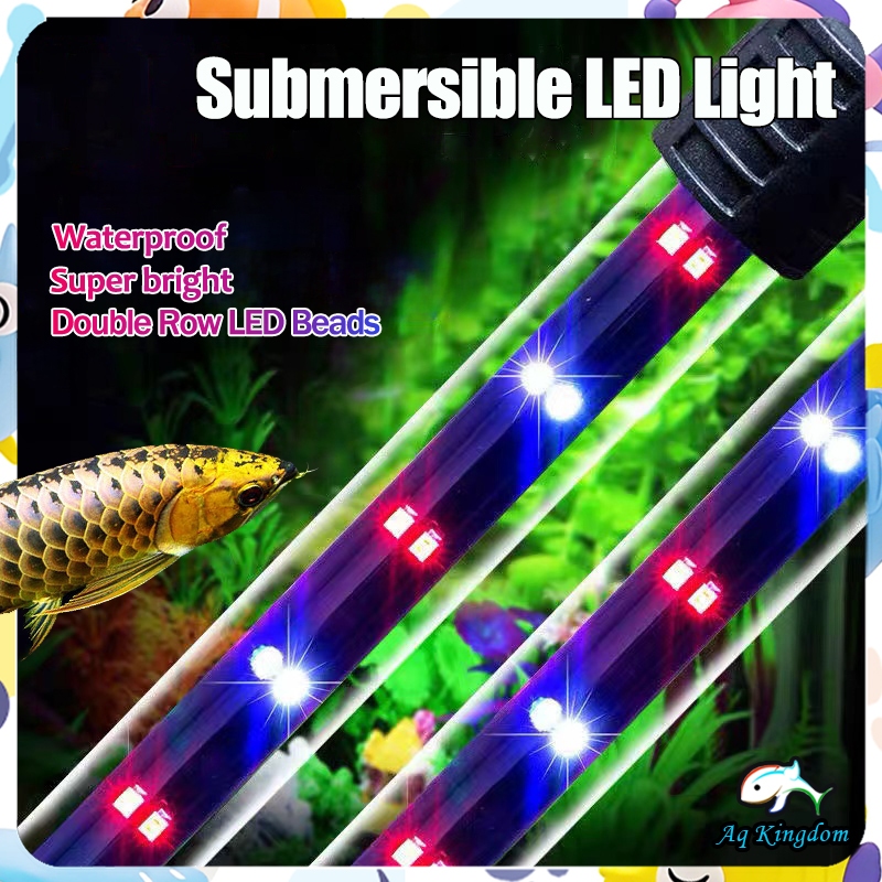 Aquarium LED Submersible Double Row Light Fish Tank LED Waterproof ...