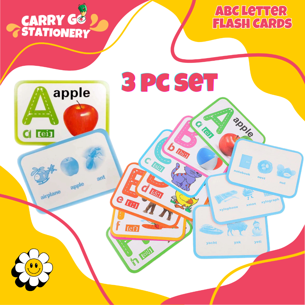 3 PCS ABC Alphabet Flash Cards for Baby, Toddler, Preschool Kids ...