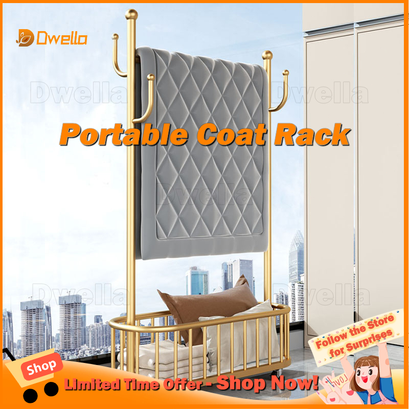 Clothing Rack with Wheels,Rolling Clothes Rack with Storage Basket ...