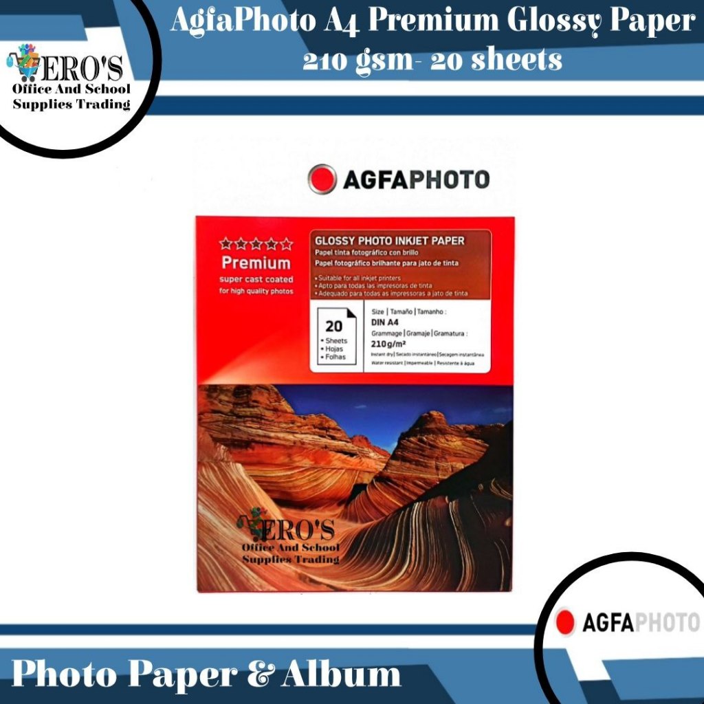 AgfaPhoto Inkjet Glossy Photo Paper - 210GSM A4 (20 Sheets) | Shopee ...