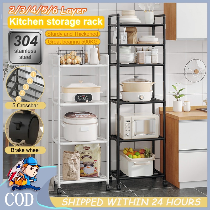 [Metal Utility Rack]Black/White Kitchen Racks Organizer 2/3/4/5 /6 ...