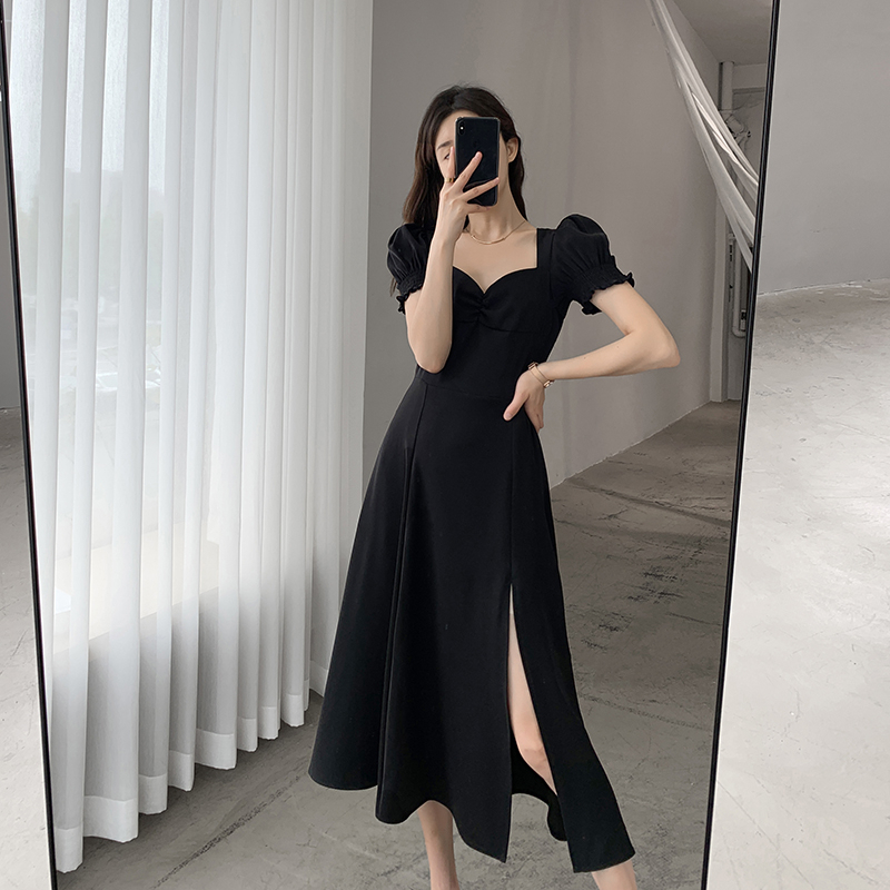 black cocktail dress formal elegant korean fitted long dress for woman plus  size sunday dress blue