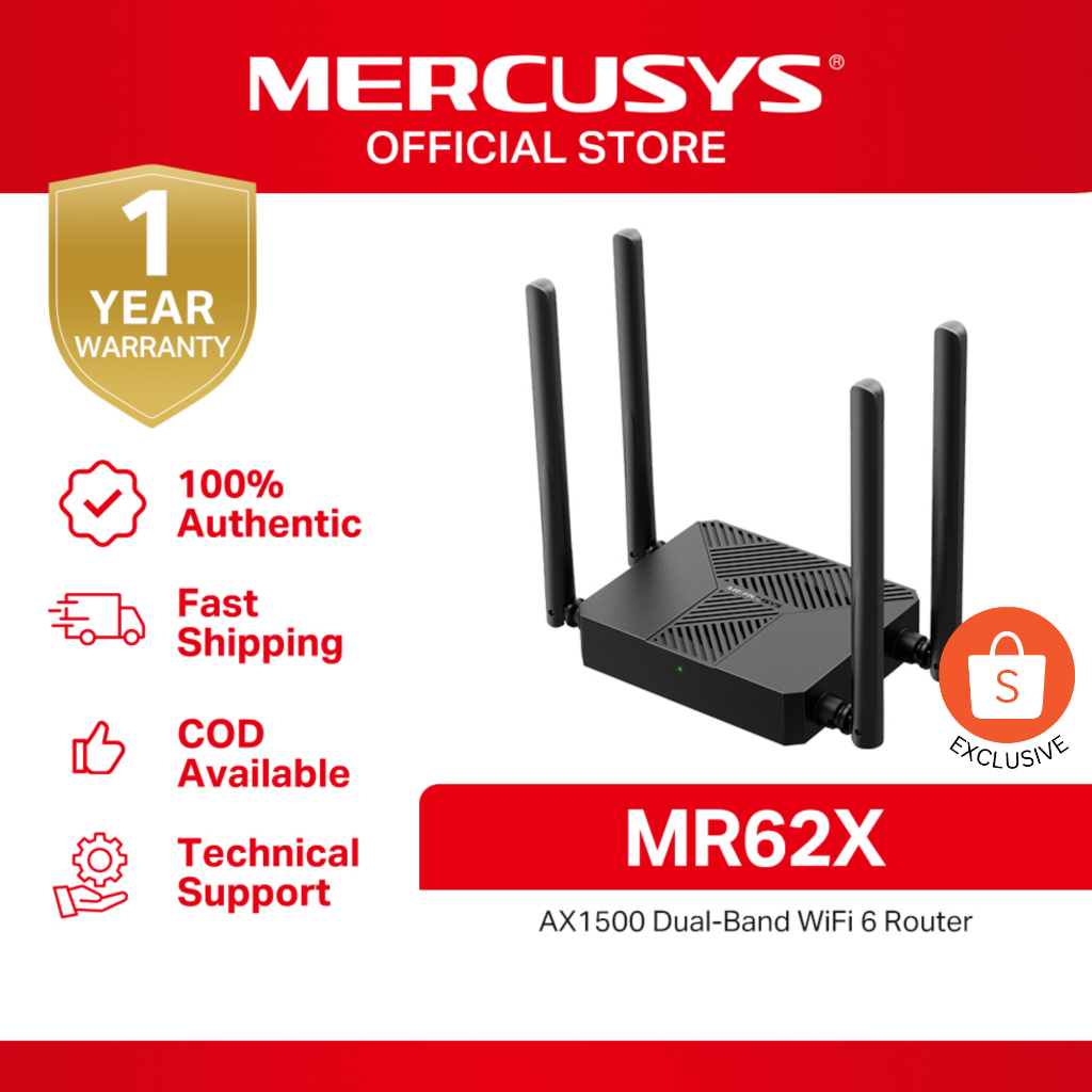 Mercusys | MR62X | AX1500 Dual-Band WiFi 6 Router | | Shopee Philippines