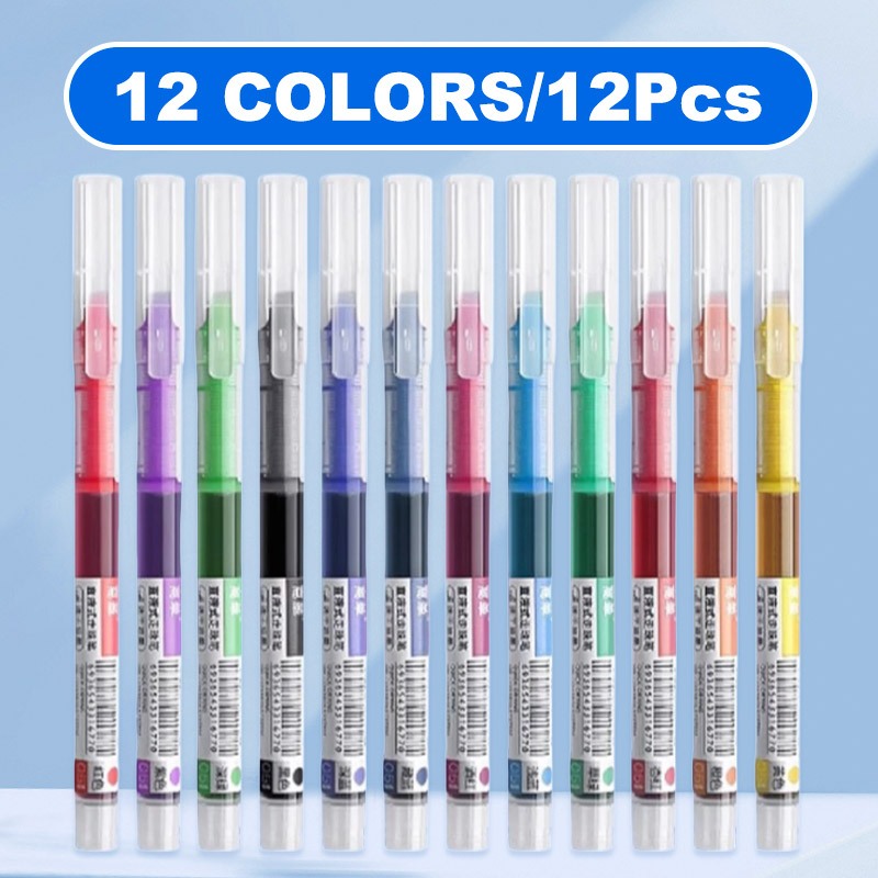 12PCS Assorted Colors Gel Pens Set Smooth Writing Liquid Ink School ...